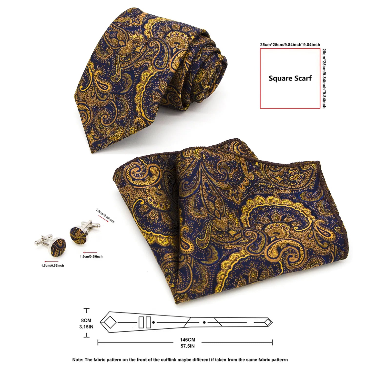 A set of 37 tie kits, each featuring a different tie and matching accessories.